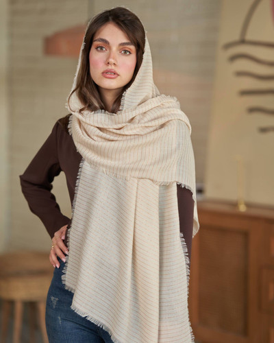 شال بهاره لمه دار یک خط دورریش