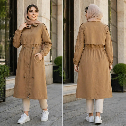 مانتو دخترانه کتان زیپی بلند دخترانه