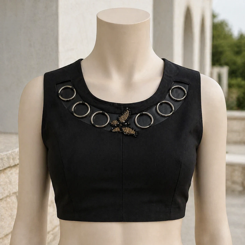 کراپ دخترانه آستین حلقه ای مجلسی سگکک پروانه