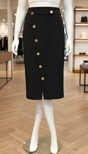 دامن دخترانه کوتاه دکمه ای چاک دار